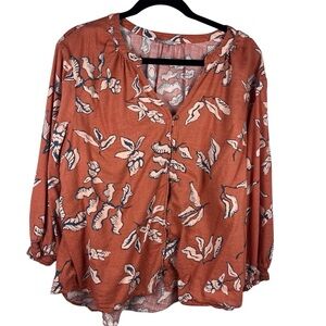 Sonoma top XL women’s button floral Summer Spring office colorful